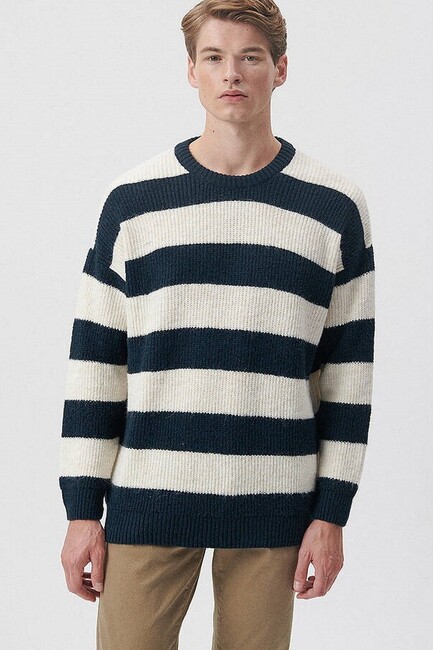 Erkek Çizgili Kazak 0710118-70490 Lacivert (2)