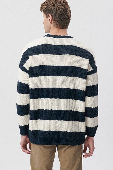 Erkek Çizgili Kazak 0710118-70490 Lacivert (3)