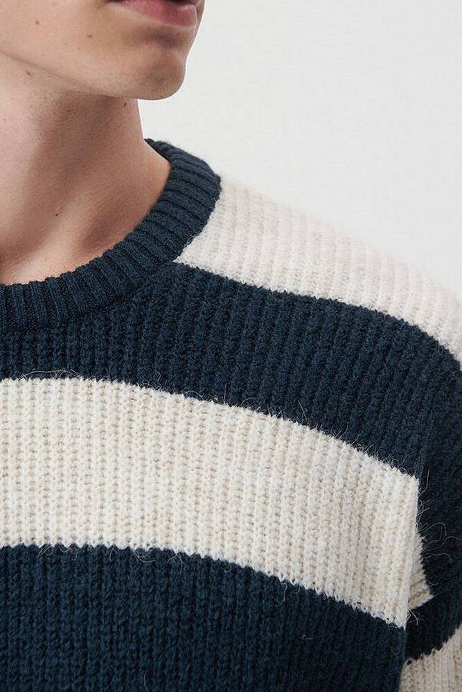 Erkek Çizgili Kazak 0710118-70490 Lacivert 