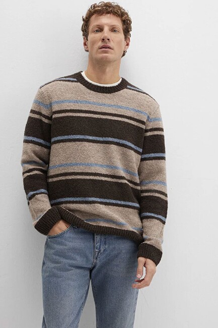 Erkek Çizgili Kazak 0710332-70251 Kahve (1)