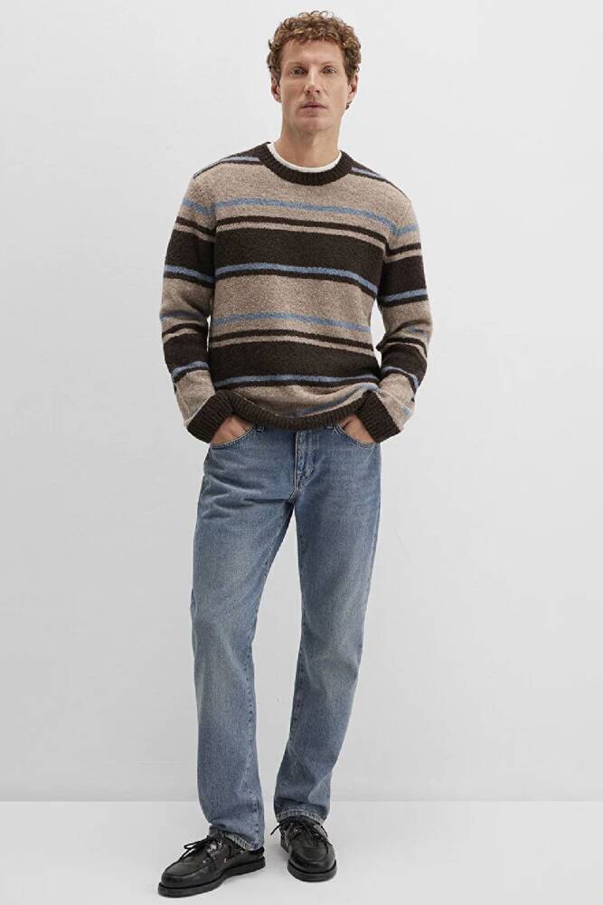 Erkek Çizgili Kazak 0710332-70251 Kahve 