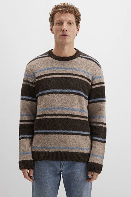 Erkek Çizgili Kazak 0710332-70251 Kahve (3)