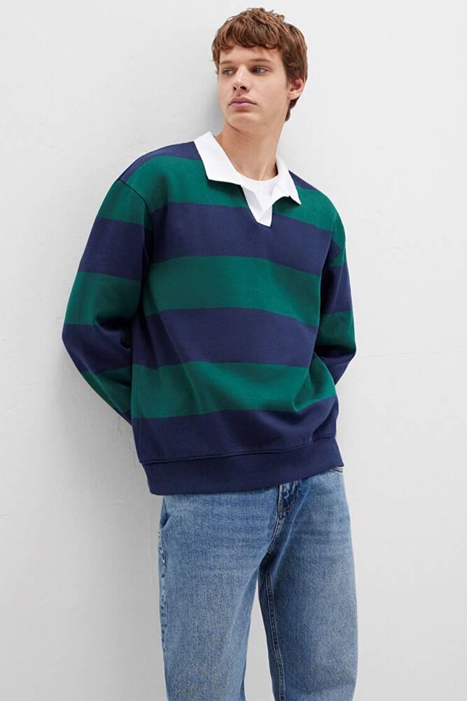 Erkek Çizgili Sweat 0S10491-70497 Lacivert 