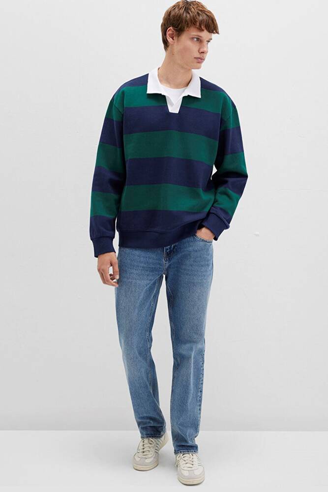 Erkek Çizgili Sweat 0S10491-70497 Lacivert 