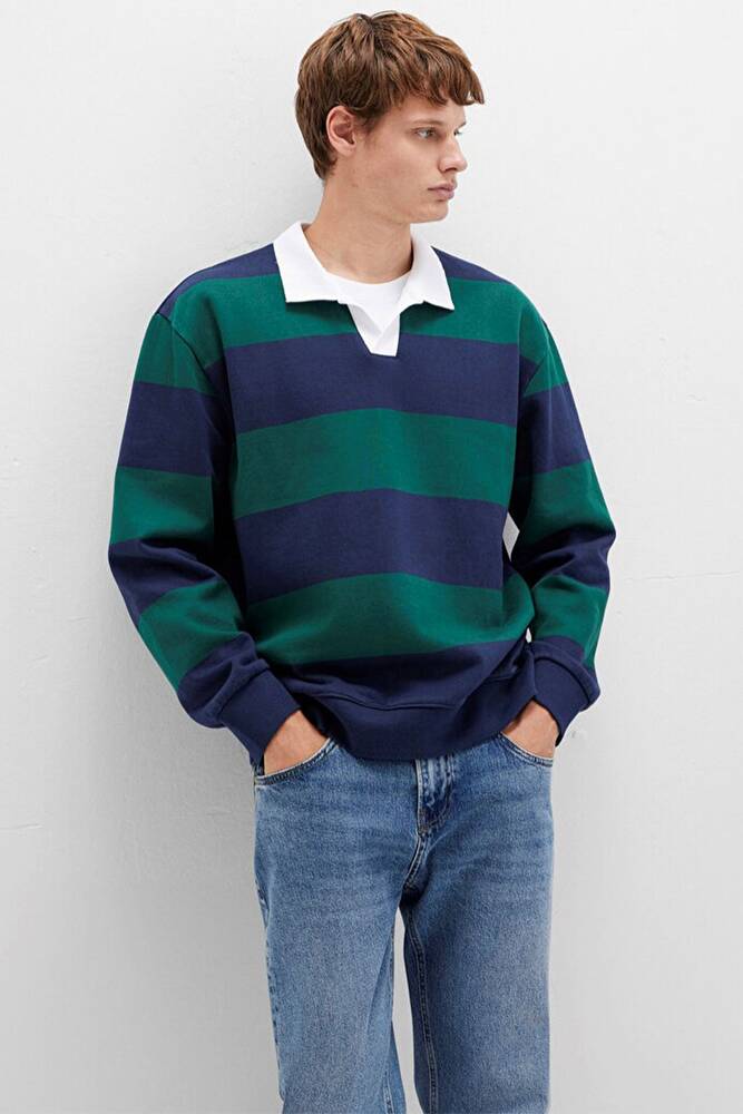 Erkek Çizgili Sweat 0S10491-70497 Lacivert 