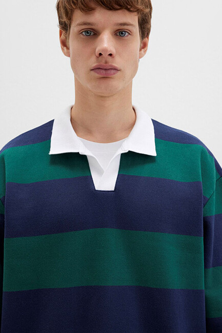 Erkek Çizgili Sweat 0S10491-70497 Lacivert - Thumbnail