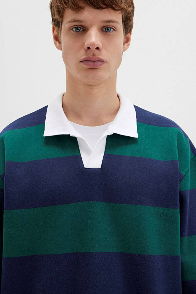 Erkek Çizgili Sweat 0S10491-70497 Lacivert 