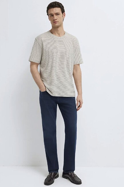 Erkek Çizgili Tişört 0613294-86623 Ekru (1)