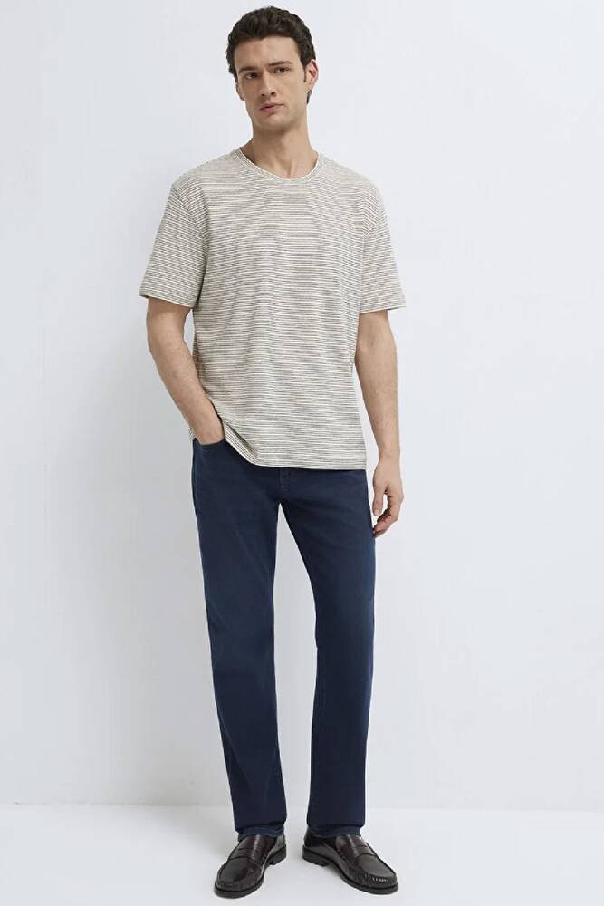 Erkek Çizgili Tişört 0613294-86623 Ekru 