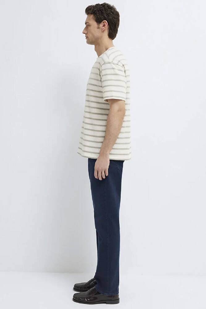 Erkek Çizgili Tişört 0613343-70352 Ekru 
