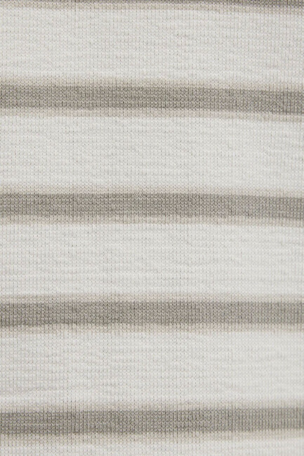 Erkek Çizgili Tişört 0613343-70352 Ekru - Thumbnail