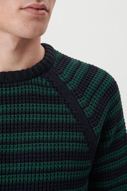 Erkek Çizigli Kazak 0710117-70490 Lacivert - Thumbnail