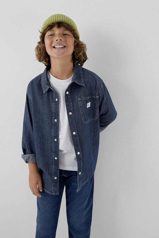 Erkek Çocuk Adryan Denim Gömlek 6221158-A4157 Lacivert 