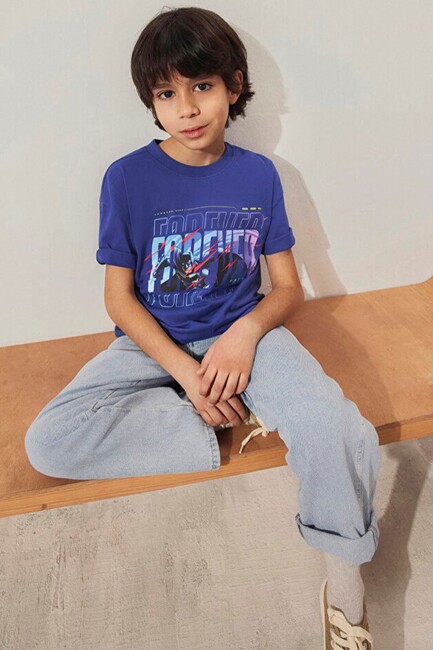 Erkek Çocuk Batman Baskılı Tişört 6610295-70908 Mor (1)