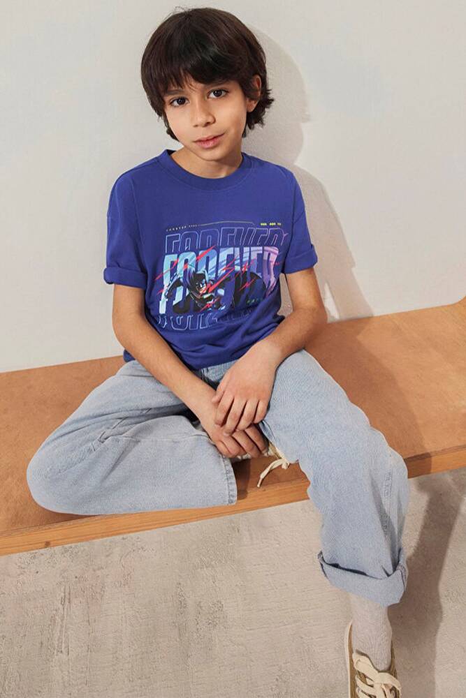 Erkek Çocuk Batman Baskılı Tişört 6610295-70908 Mor 