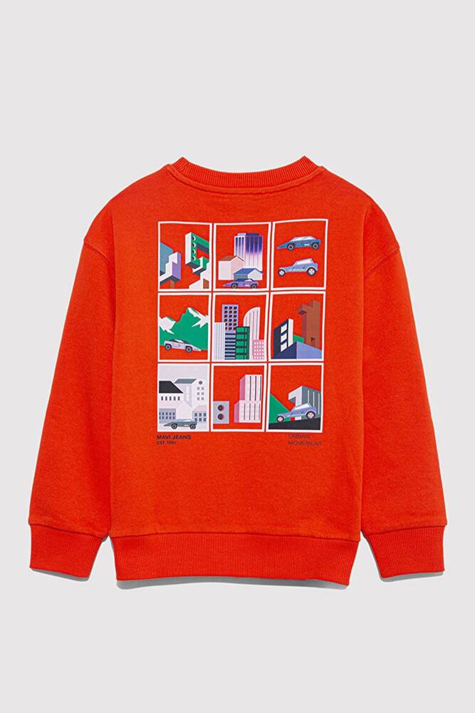 Erkek Çocuk Born To See Baskılı Sweat 6S10125-88523 Turuncu 