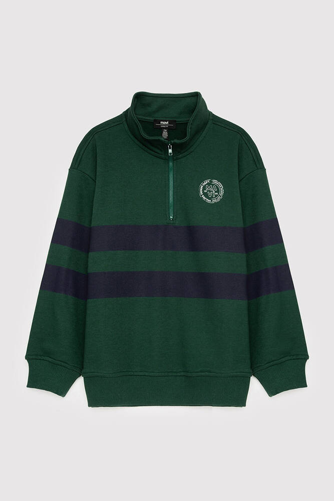 Erkek Çocuk Çizgili Logo Sweat 6S10197-71932 Yeşil  - 2