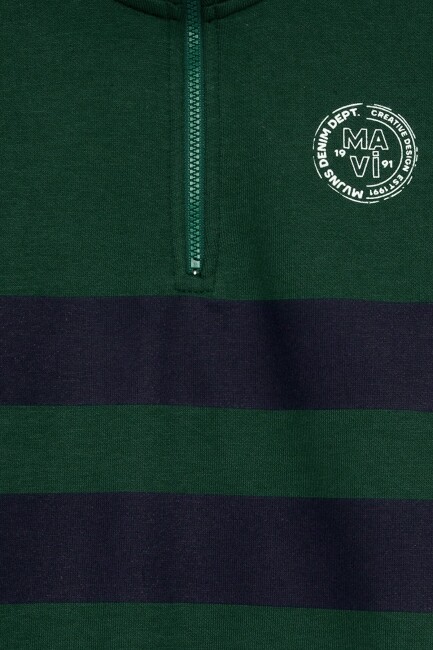 Erkek Çocuk Çizgili Logo Sweat 6S10197-71932 Yeşil  - 5