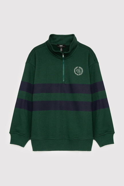 Erkek Çocuk Çizgili Logo Sweat 6S10197-71932 Yeşil  (1)