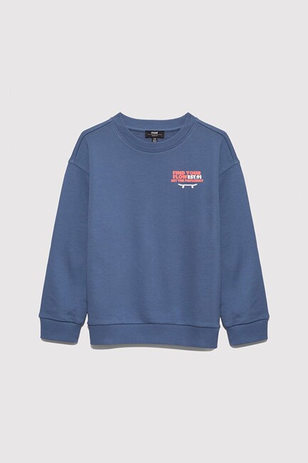 Erkek Çocuk Fınd Your Flow Baskılı Sweat 6S10128-86702 Mavi (1)