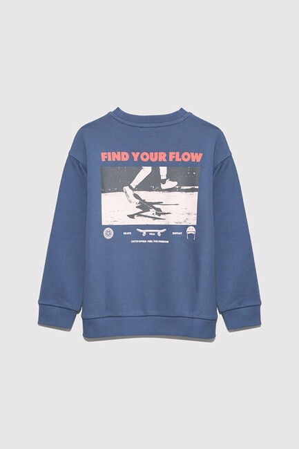 Erkek Çocuk Fınd Your Flow Baskılı Sweat 6S10128-86702 Mavi (2)