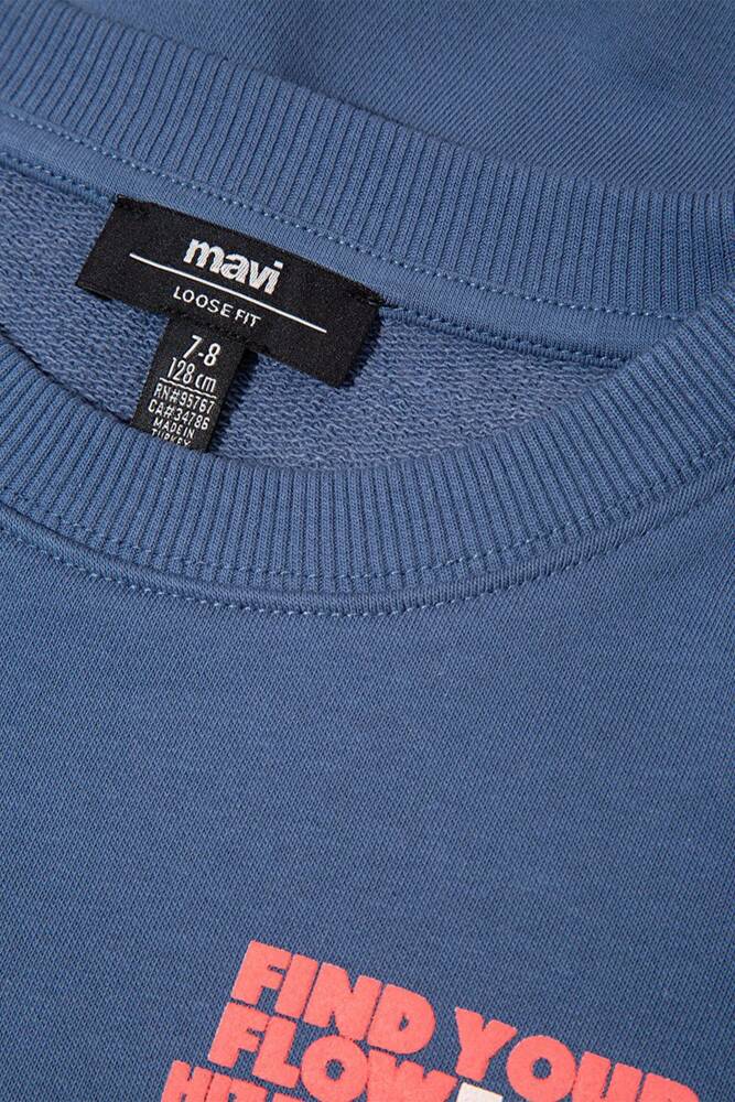 Erkek Çocuk Fınd Your Flow Baskılı Sweat 6S10128-86702 Mavi 
