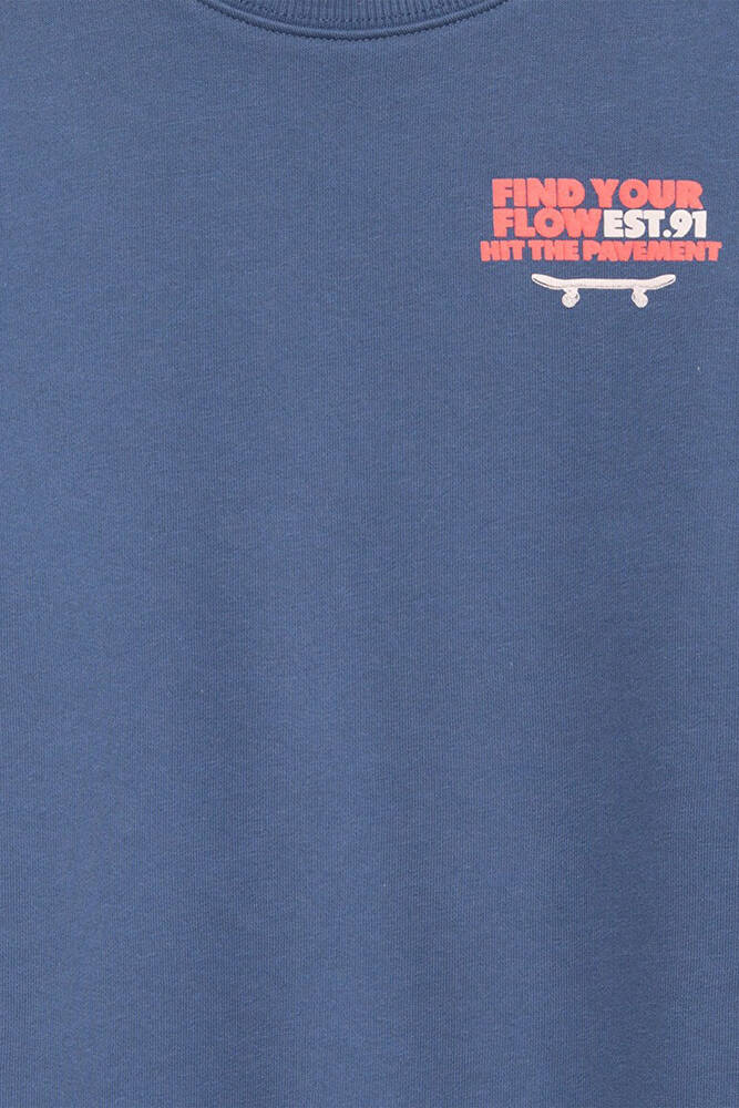 Erkek Çocuk Fınd Your Flow Baskılı Sweat 6S10128-86702 Mavi 