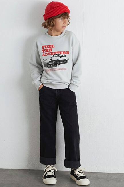 Erkek Çocuk Fuel The Adventure Baskılı Sweat 6S10126-90782 Gri (1)