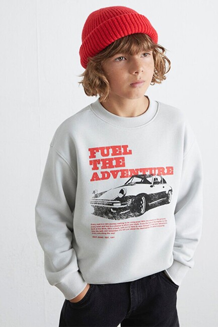 Erkek Çocuk Fuel The Adventure Baskılı Sweat 6S10126-90782 Gri (2)