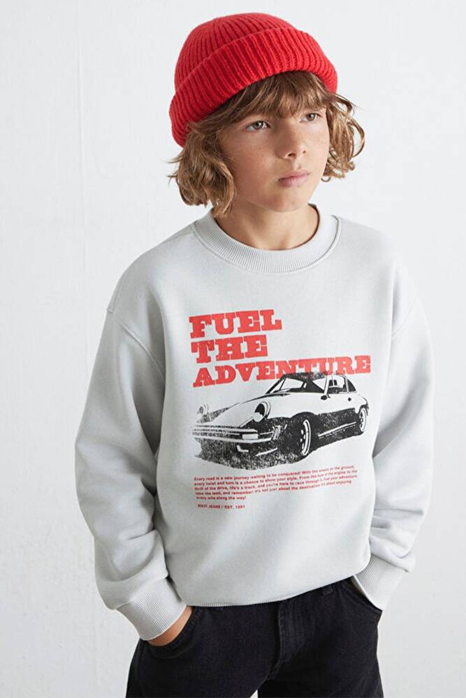 Erkek Çocuk Fuel The Adventure Baskılı Sweat 6S10126-90782 Gri 