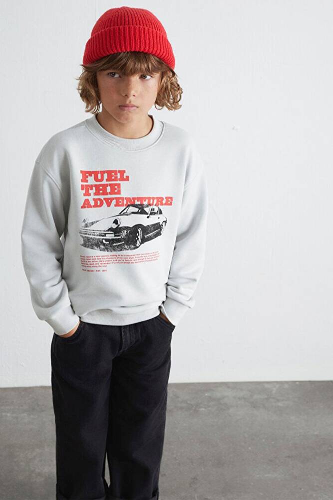 Erkek Çocuk Fuel The Adventure Baskılı Sweat 6S10126-90782 Gri 
