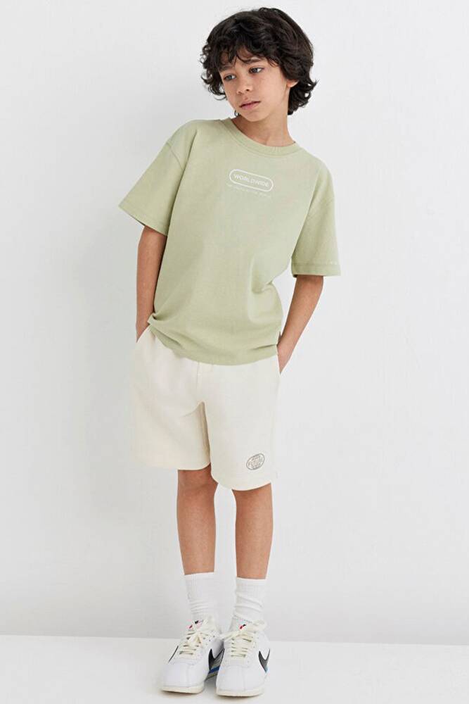 Erkek Çocuk Future Baskılı Şort 6410011-70055 Ekru 