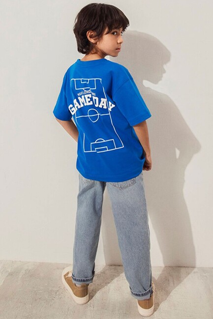 Erkek Çocuk Game Day Baskılı Tişört 6610265-82491 Mavi (2)