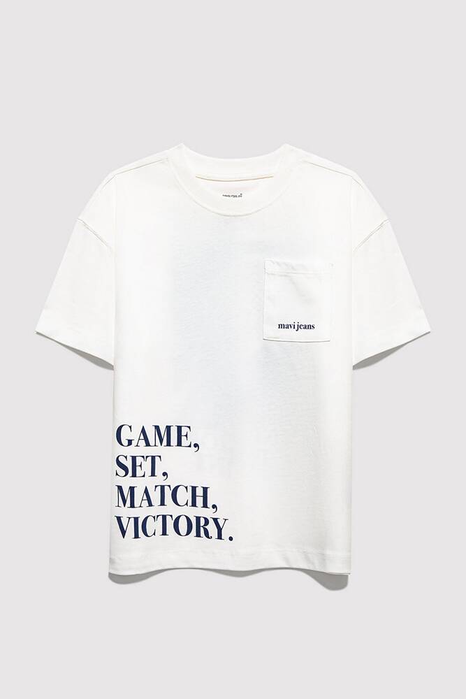 Erkek Çocuk Game Set Match Baskılı Tişört 6610400-70057 Beyaz 