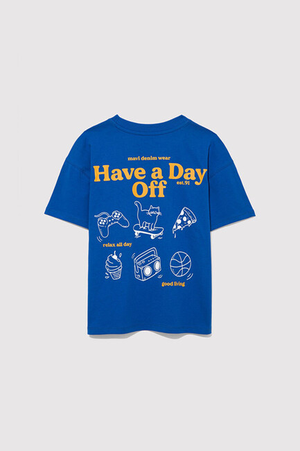 Erkek Çocuk Have a Day Baskılı Tişört 6610277-82491 Mavi - Thumbnail