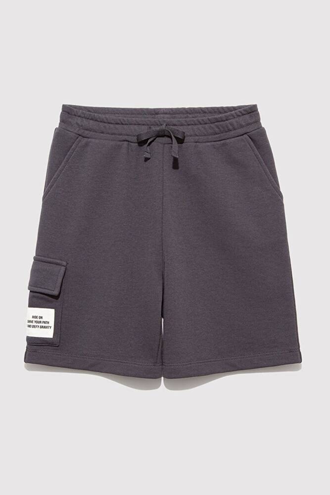 Erkek Çocuk Kargo Cepli Örme Şort 6410013-70087 Gri 
