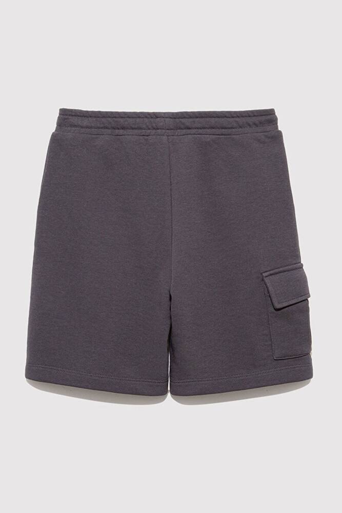 Erkek Çocuk Kargo Cepli Örme Şort 6410013-70087 Gri 