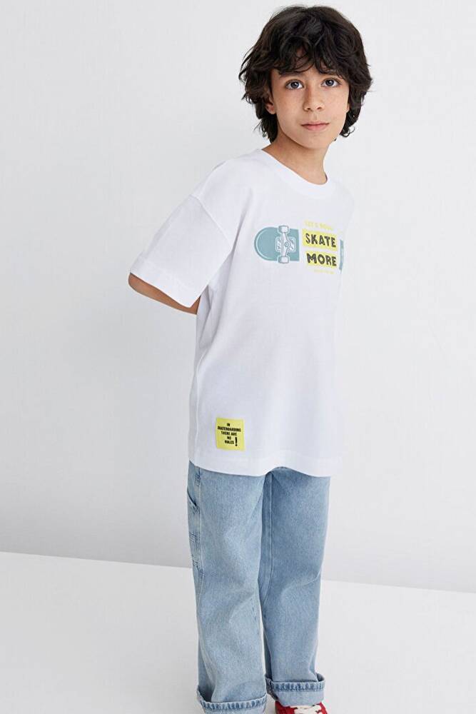 Erkek Çocuk Let's Roll Baskılı Tişört 6610276-620 Beyaz 