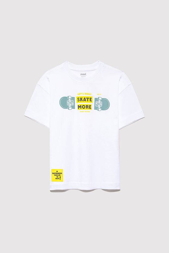 Erkek Çocuk Let's Roll Baskılı Tişört 6610276-620 Beyaz 