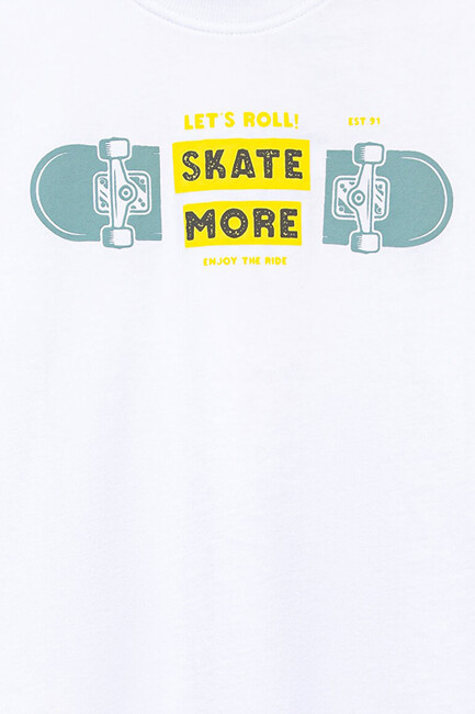 Erkek Çocuk Let's Roll Baskılı Tişört 6610276-620 Beyaz - Thumbnail