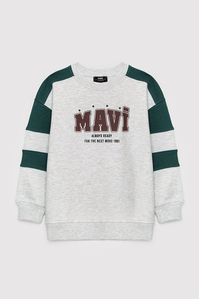 Erkek Çocuk Logo Çizgili Sweat 6S10186-88467 Gri - 2