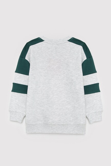 Erkek Çocuk Logo Çizgili Sweat 6S10186-88467 Gri (2)