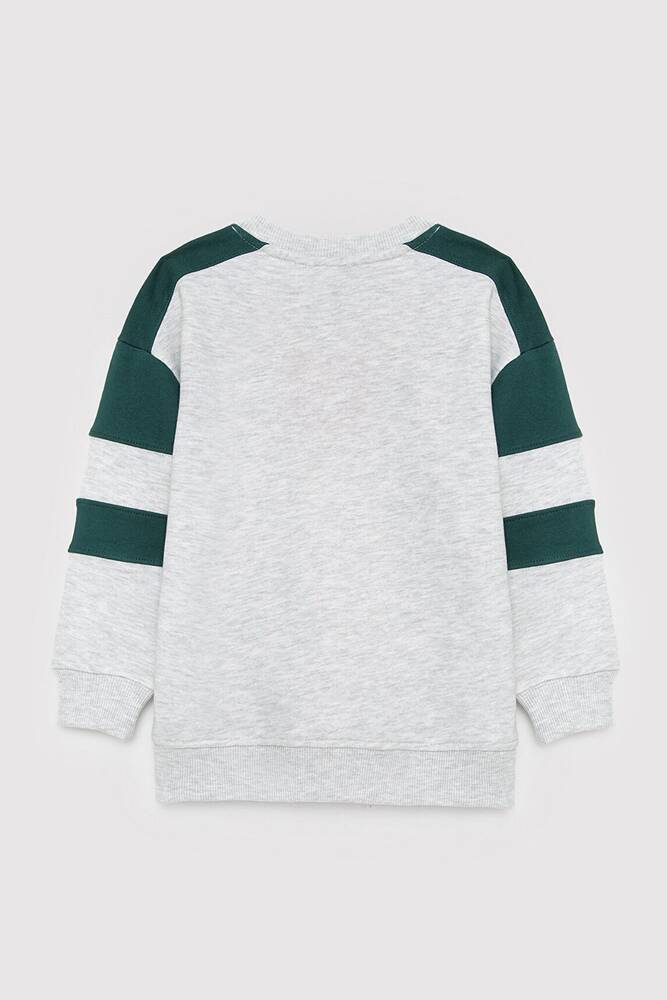 Erkek Çocuk Logo Çizgili Sweat 6S10186-88467 Gri - 3