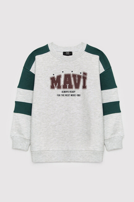Erkek Çocuk Logo Çizgili Sweat 6S10186-88467 Gri  (1)
