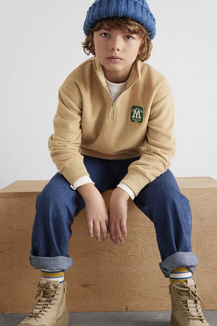 Erkek Çocuk M Armalı Sweat 6S10153-83859 Bej (1)
