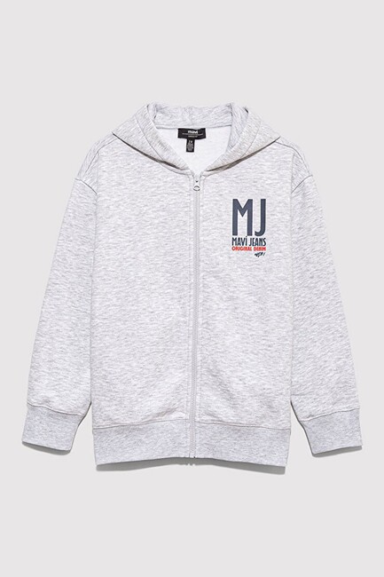 Erkek Çocuk Mavi 91 Baskılı Fermuarlı Sweat 6S10138-88467 Gri (3)