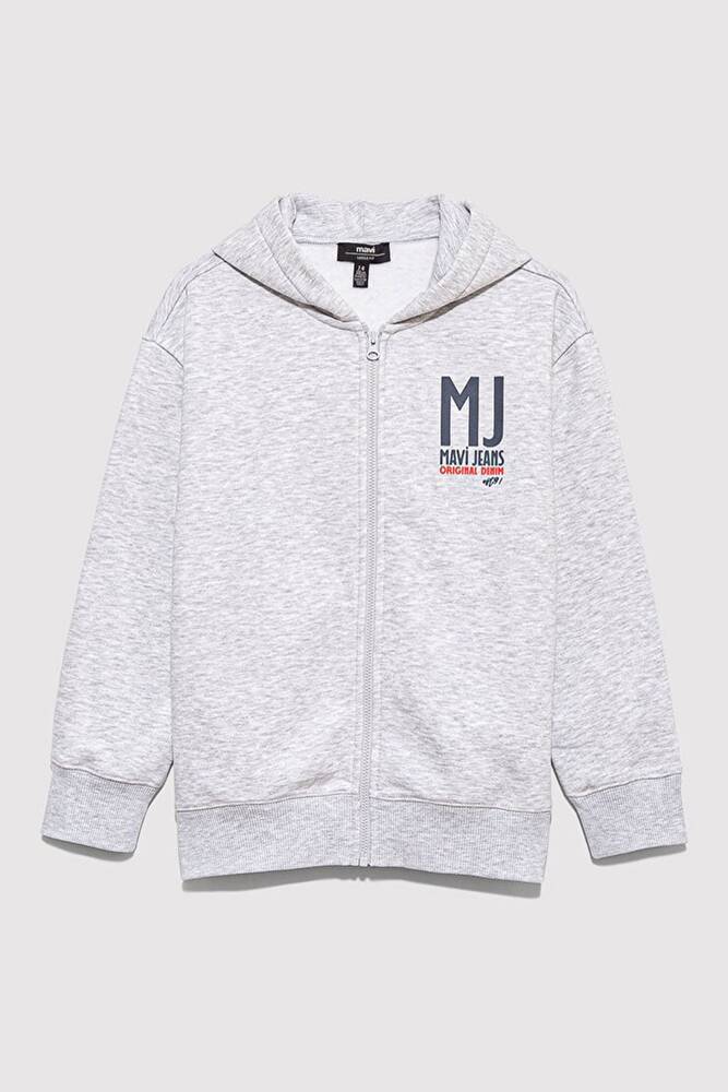 Erkek Çocuk Mavi 91 Baskılı Fermuarlı Sweat 6S10138-88467 Gri 