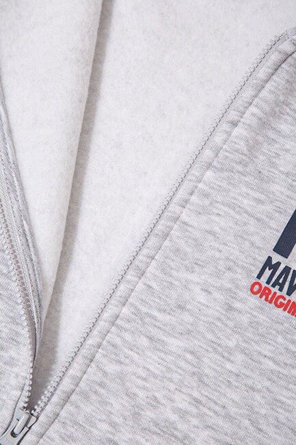 Erkek Çocuk Mavi 91 Baskılı Fermuarlı Sweat 6S10138-88467 Gri - Thumbnail