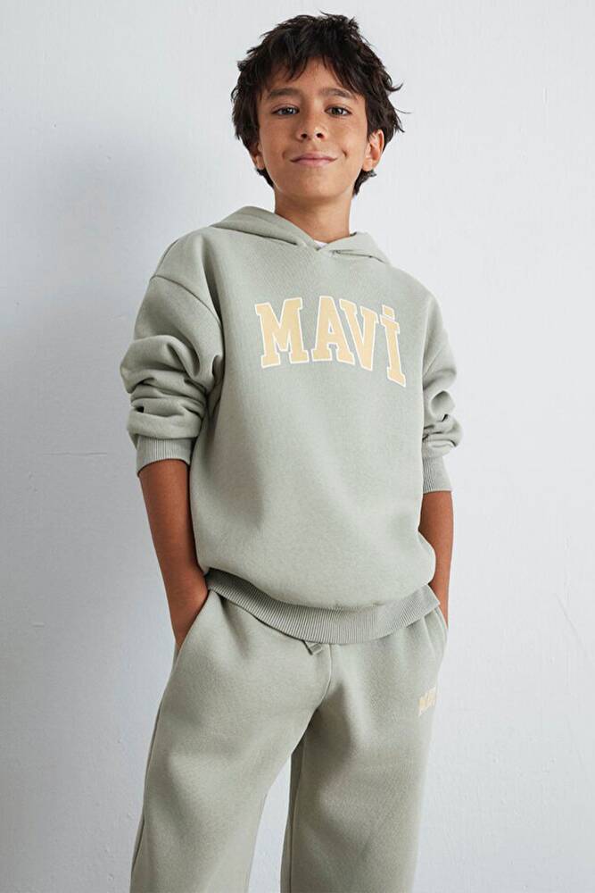 Erkek Çocuk Mavi Baskılı Kapüşonlu Sweat 6610110-70155 Yeşil 