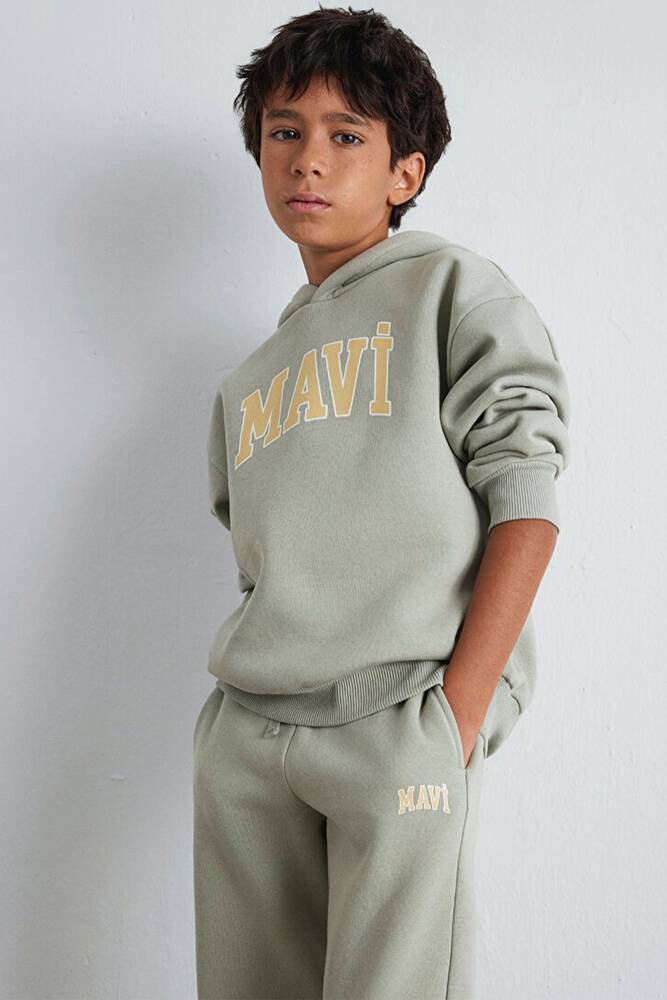 Erkek Çocuk Mavi Baskılı Kapüşonlu Sweat 6610110-70155 Yeşil 